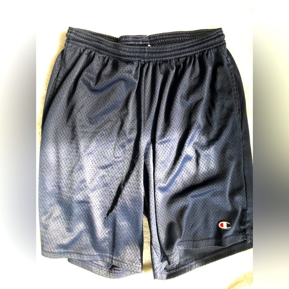 Champion Unisex Drawstring Dark Blue Polyester Athletic Shorts
